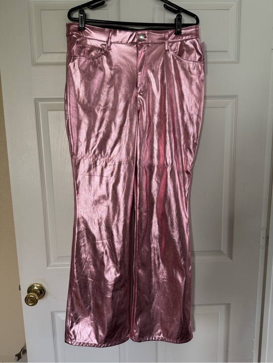 wild fable Pants - wild fable Metallic Pink High-Waist Flare Pants